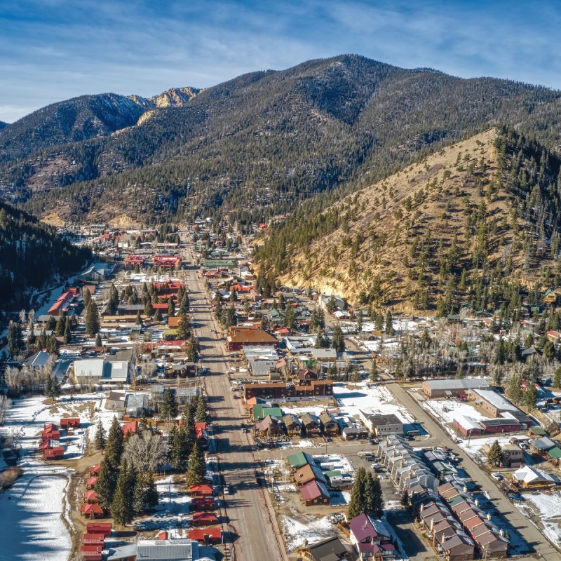 Aerial view of Red River, New Mexico