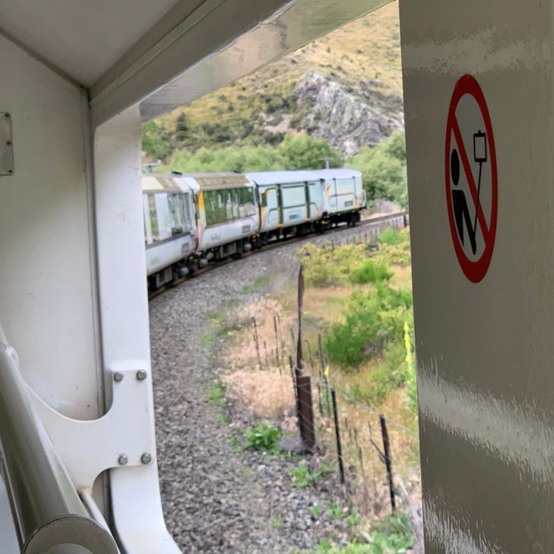 View from the train through the New Zealand countryside