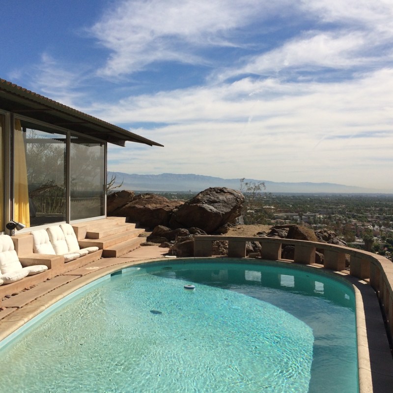 Albert Frey, the Father of Desert Modernism's house with a view looking over the pool.