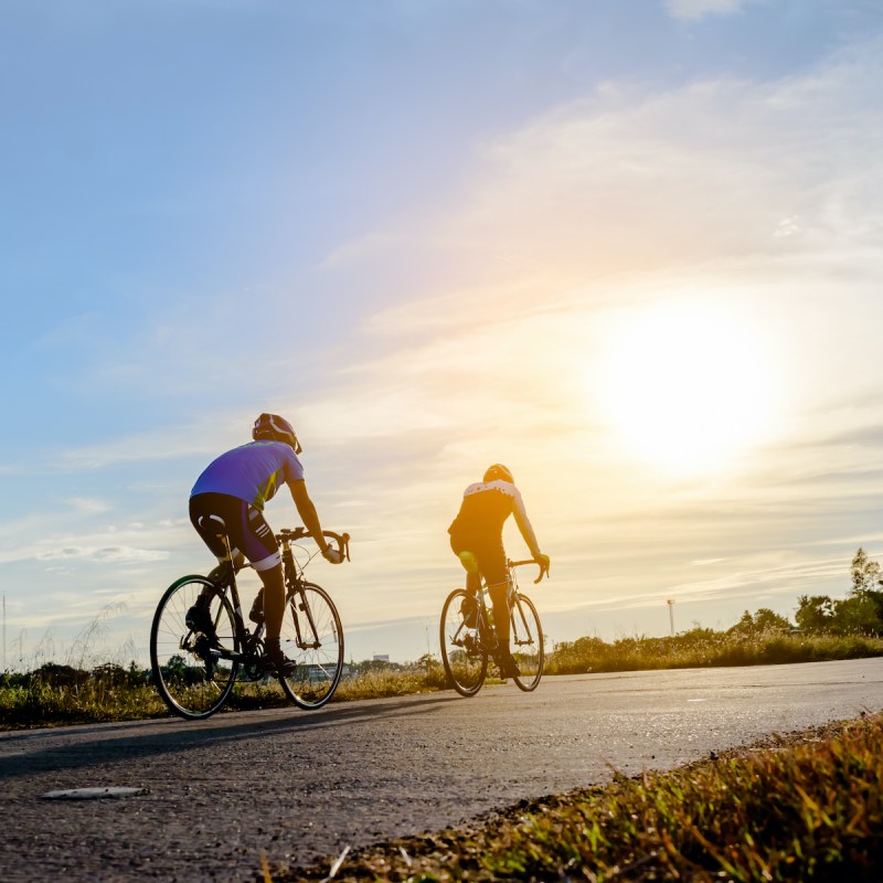 Two men cycling