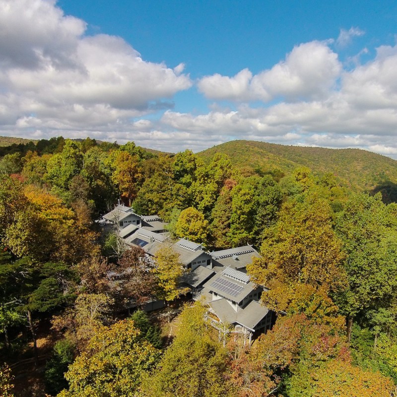 Nestled in the north Georgia mountains, the Len Foote Hike Inn blends in with its surroundings.