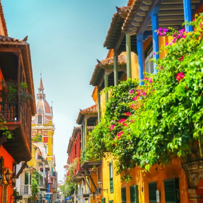 colorful street in Cartagena, Colombia