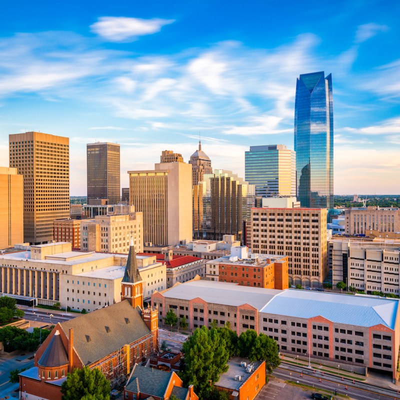 Oklahoma City, Oklahoma, USA downtown skyline in the late afternoon.