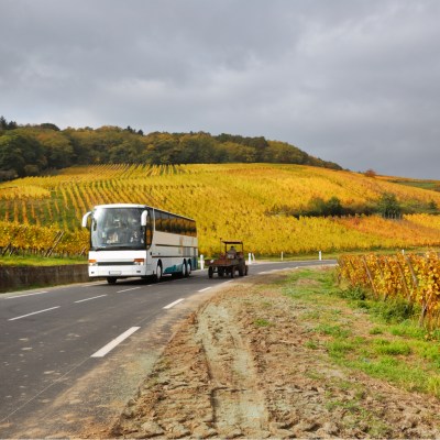 Bus in french countryside.