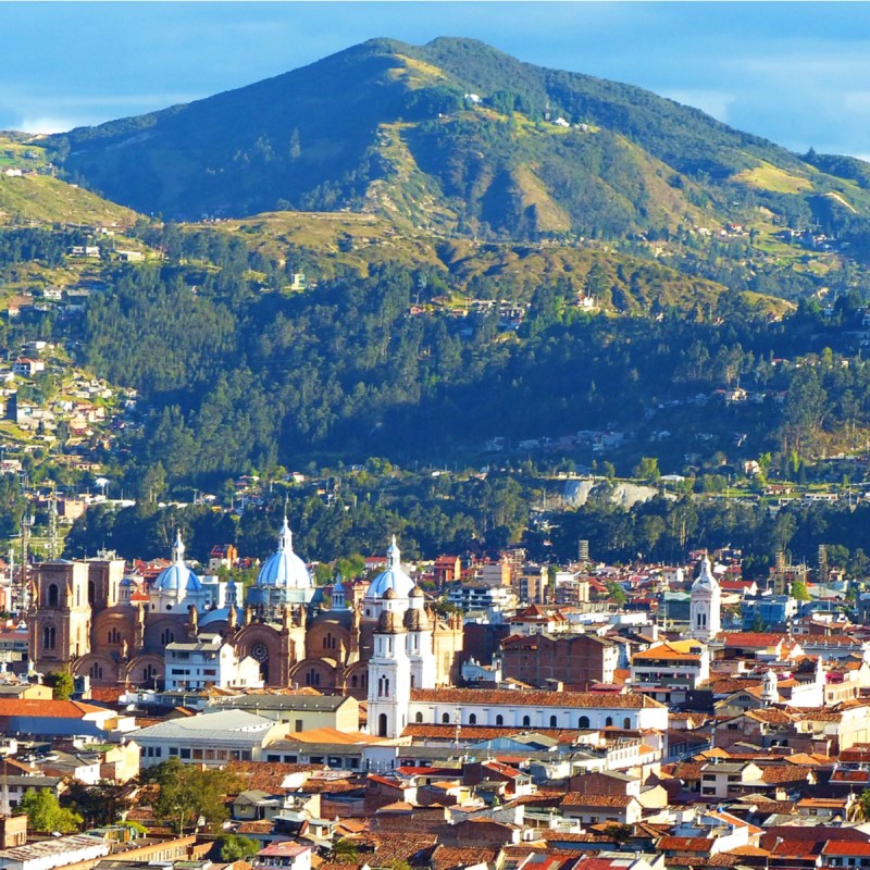 Panoramic view of the city Cuenca at the valley, Ecuador.