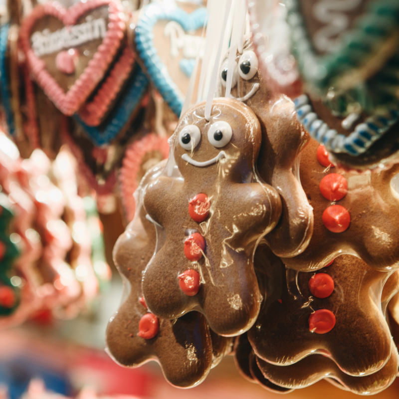 A closeup of traditional German Christmas cookies