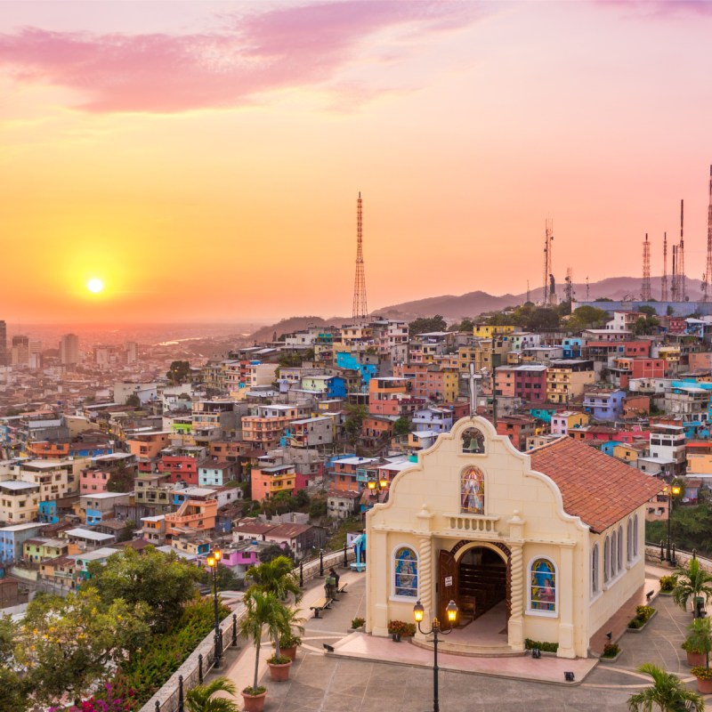 Sunset in the city of Guayaquil, Ecuador.