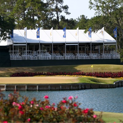 General view of the 17th green at TPC Sawgrass after The PLAYERS Championship.