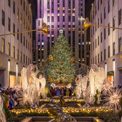 Christmas tree at Rockefeller Center in Manhattan, New York City.