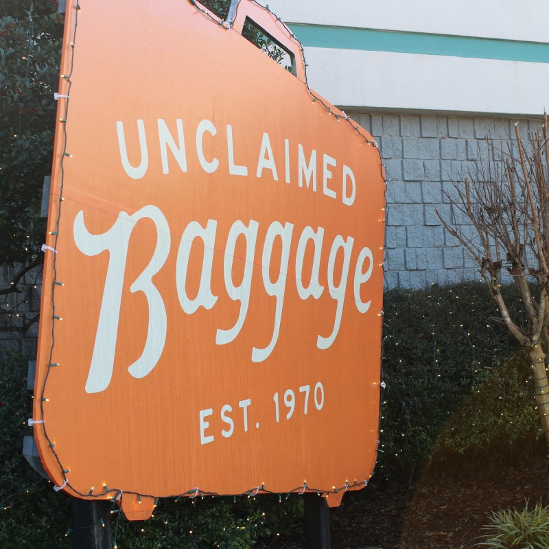 Sign at the Unclaimed Baggage Store