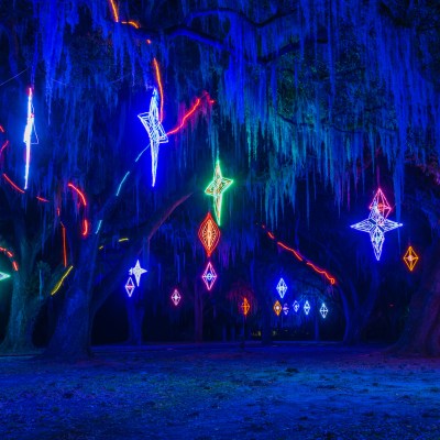 Holiday light display at Celebration of the Oaks