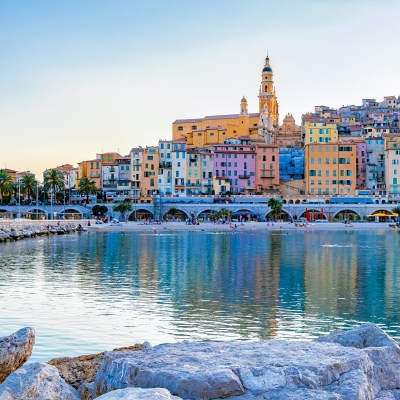 View on old part of Menton, Provence-Alpes-Cote d'Azur, France Europe during summer