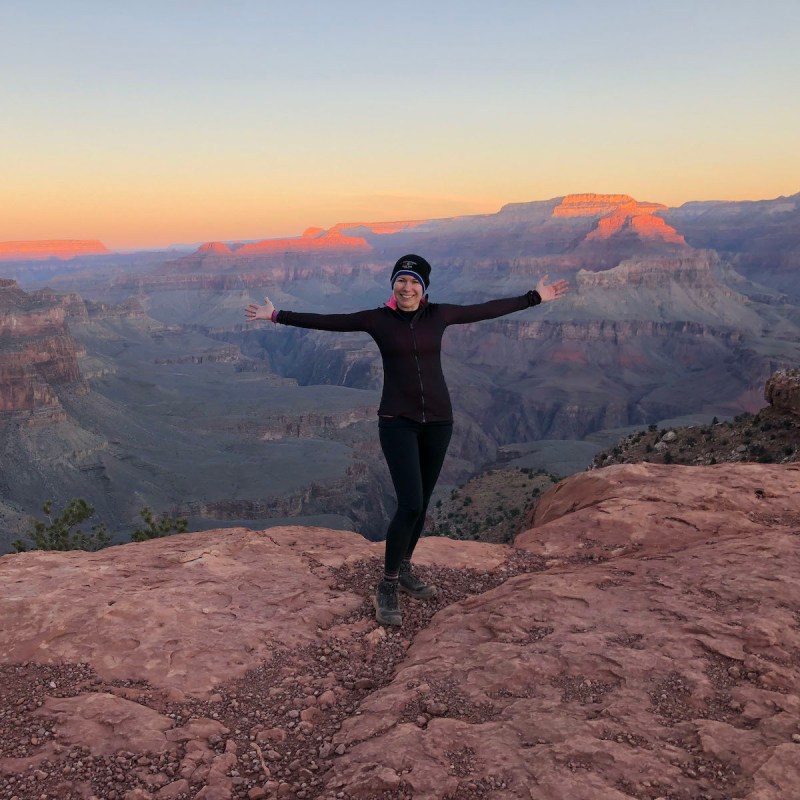 The author stops for a quick photo break on the South Kaibab Trail.