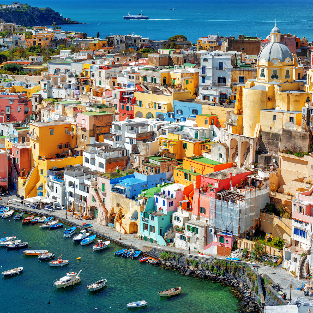 The colorful skyline of Procida, Italy
