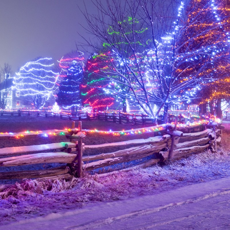 Christmas lights at Upper Canada Village