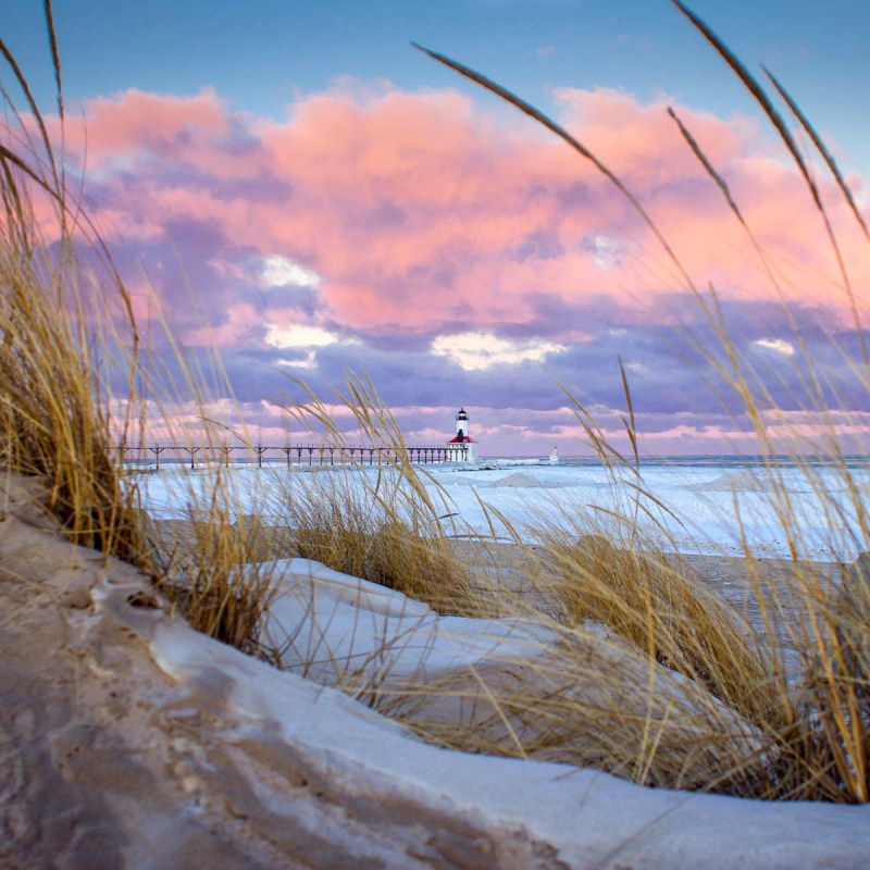 Views of the Michigan City Lighthouse from Washington Park, Michigan City Indiana.