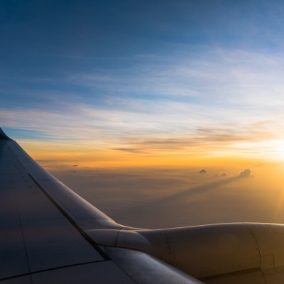 Sunset over the wing tip