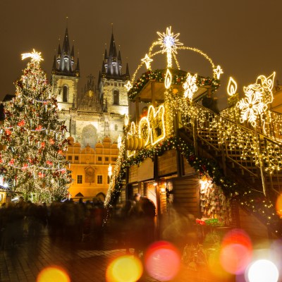 The Old Town Square in Prague at winter night