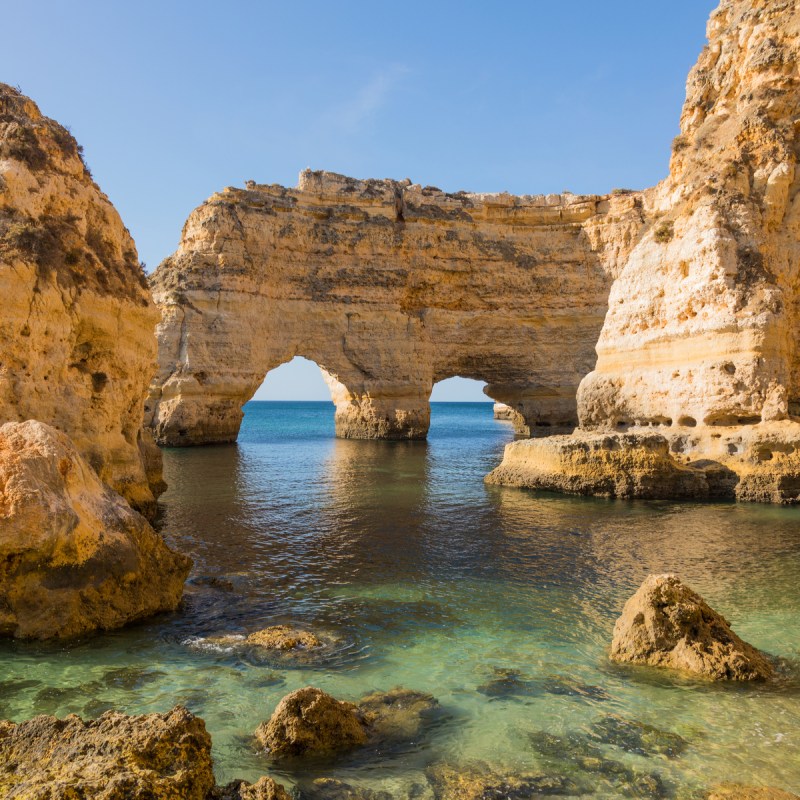 Natural caves at Marinha beach, Algarve Portugal