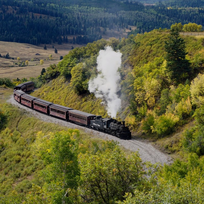 A train rolls through New Mexico