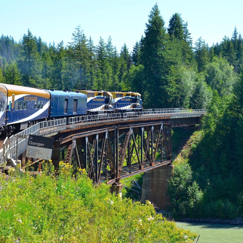 Rocky Mountaineer train in Alberta, Canada