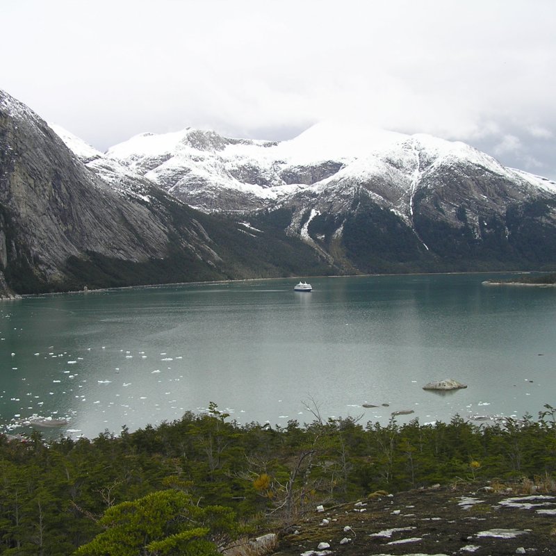 The Stella Australis looks so tiny against the majesty of the glaciers