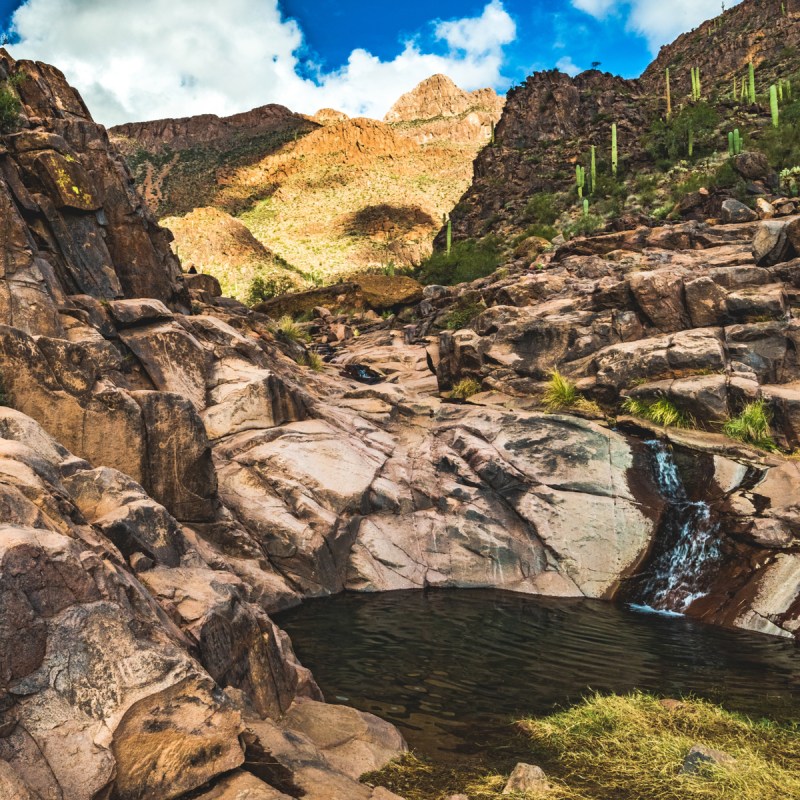 Hieroglyph trail in the Tonto National Forest in the Superstition Mountains east of Phoenix, Arizona, United States.