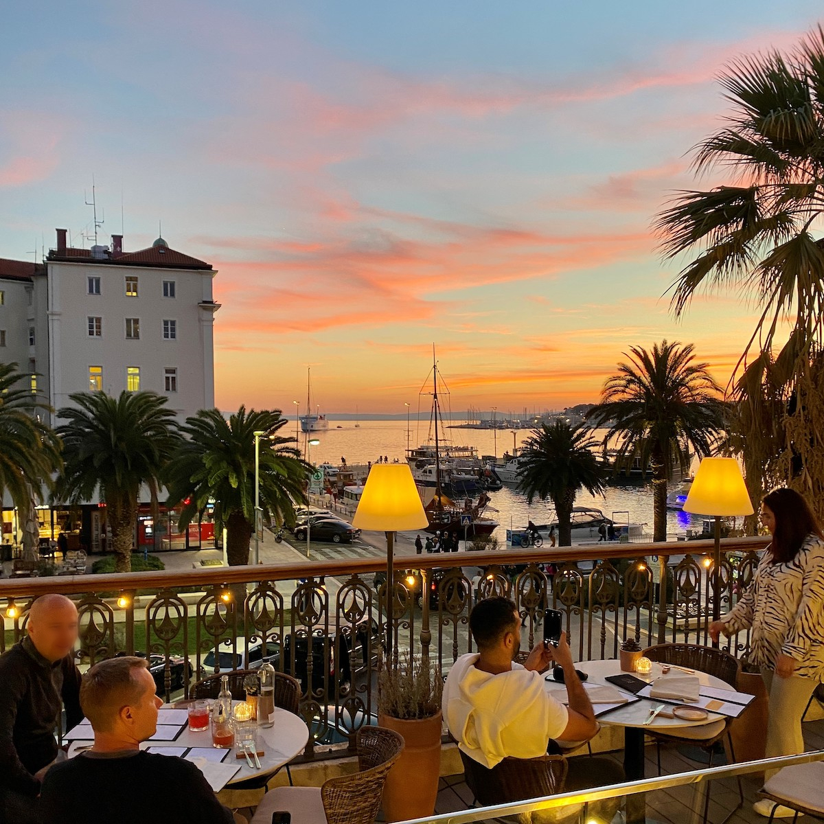 Sunset overlooking the Adriatic Sea from ZOI in Split, Croatia.