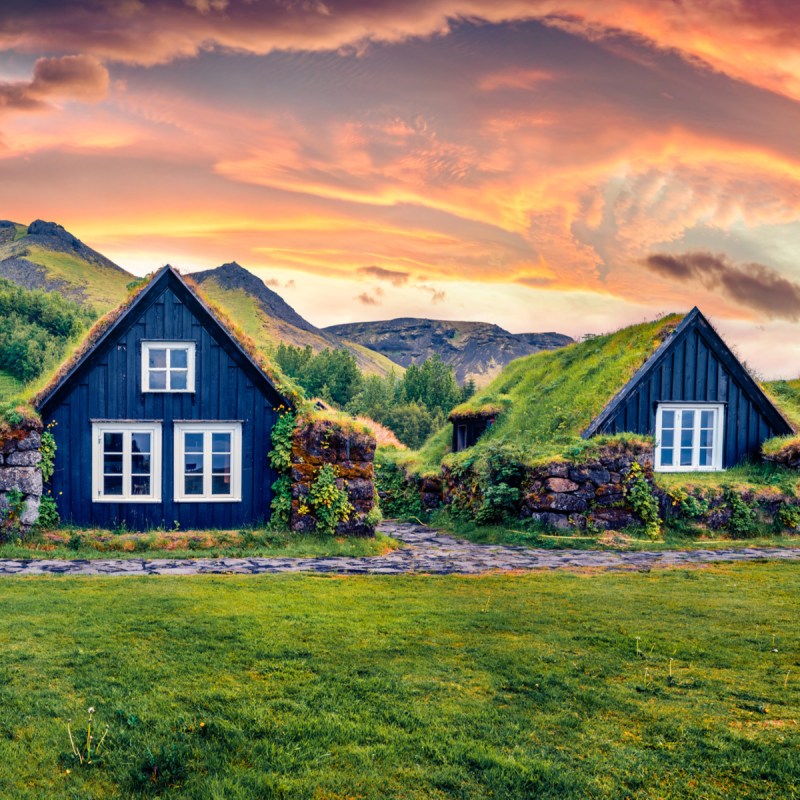 Sunrise in Skoglar, Iceland.