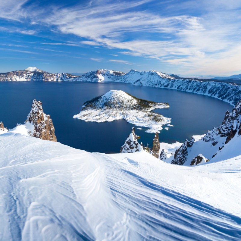 Winter Scene at Crater Lake Volcano