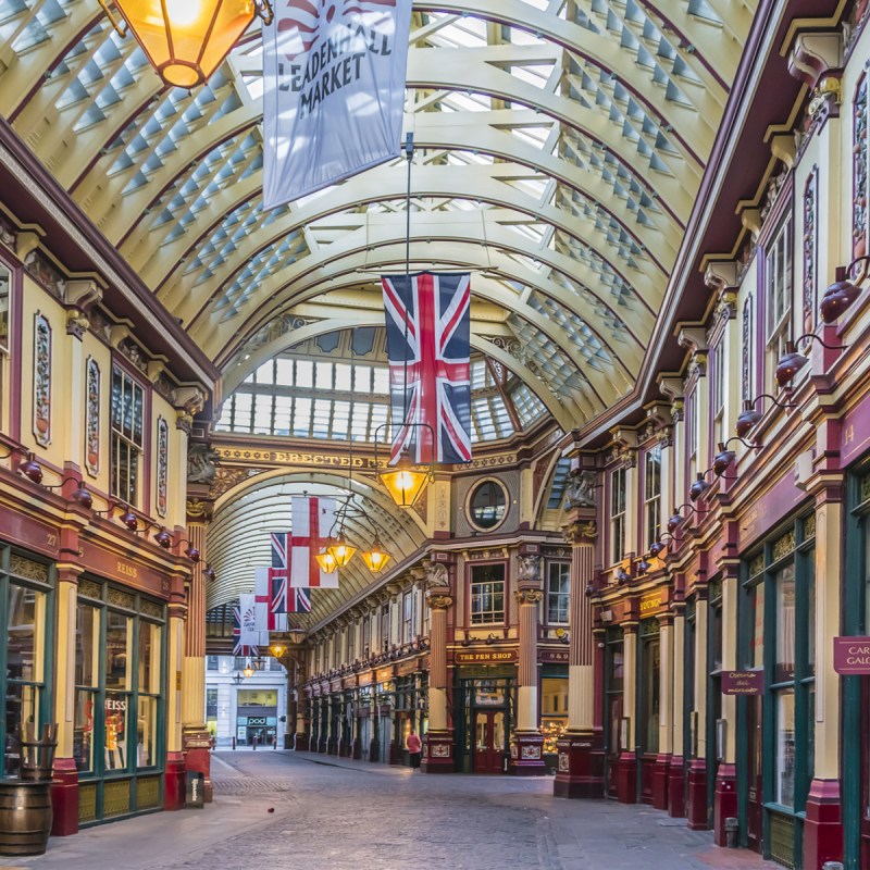 Interior of Leadenhall Market, Gracechurch Street, on in London.