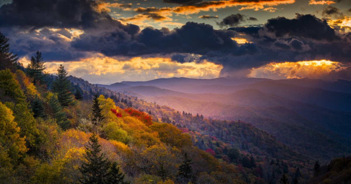 purple mountains of Great Smoky Mountains National Park