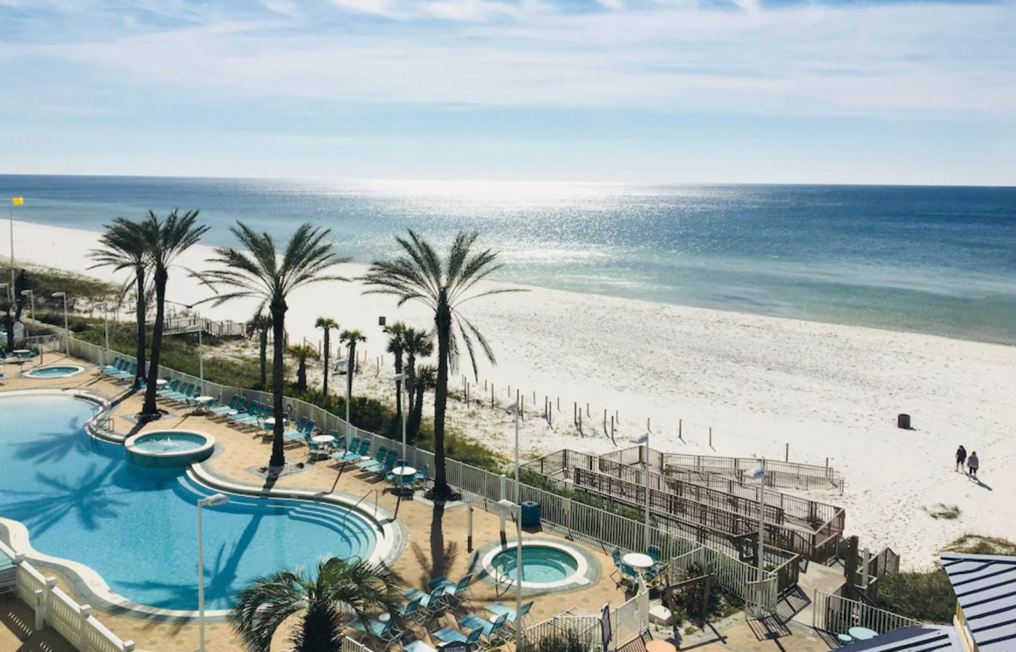 View of pool and beach from Panama City Beach vacation home