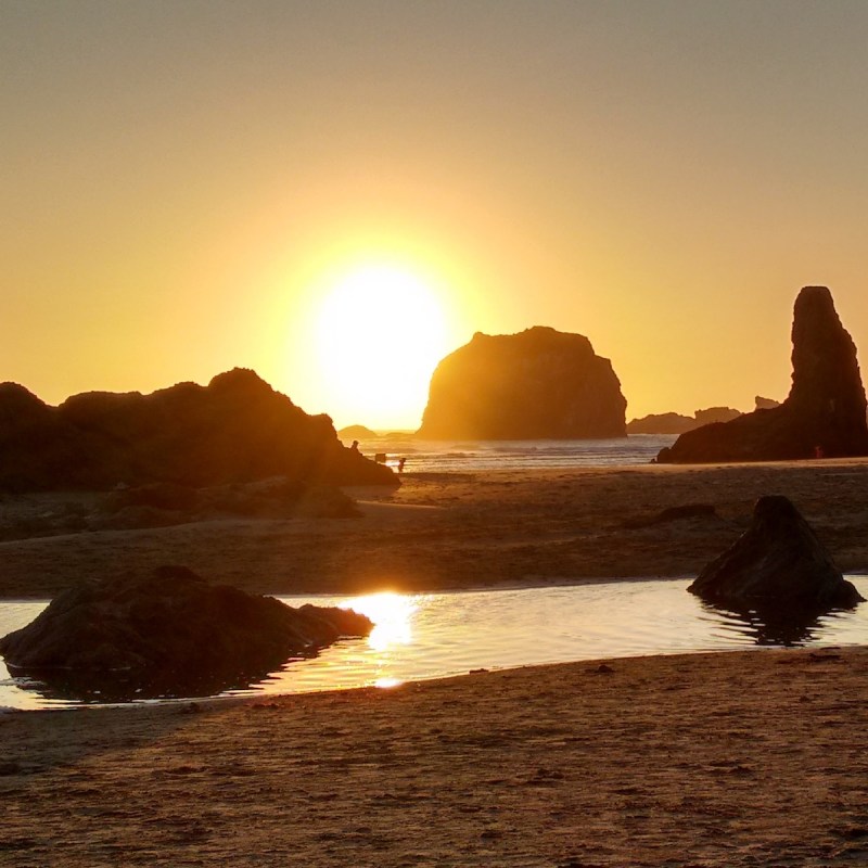 Low tide at sunset on Bandon Beach