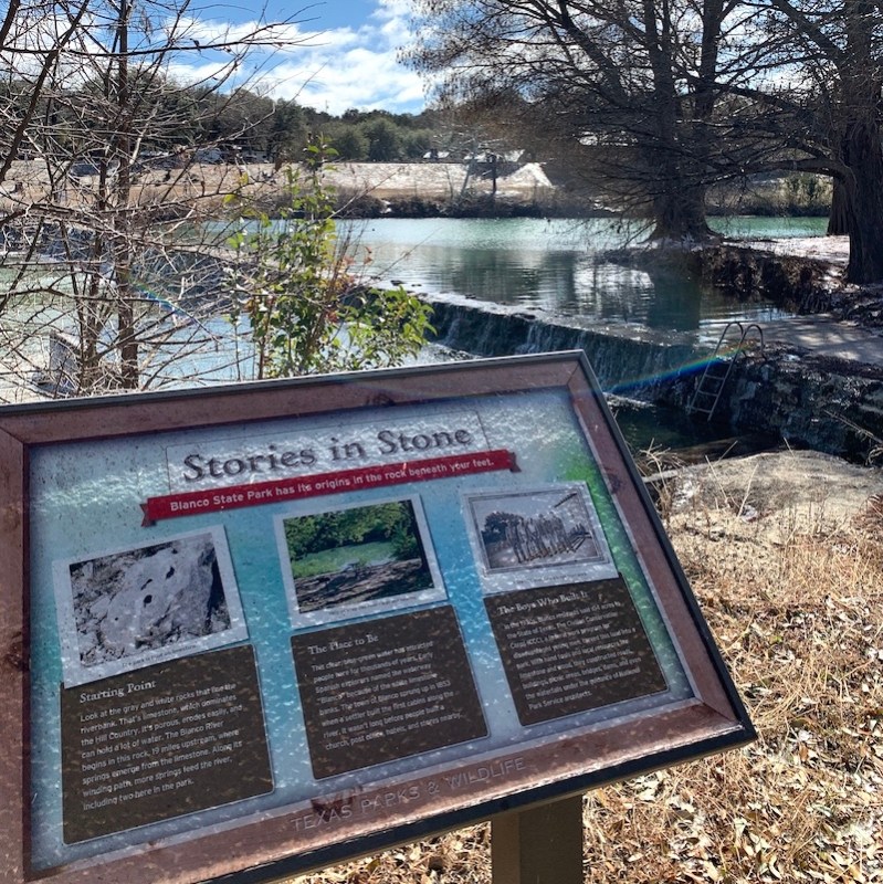 Blanco State Park with sign