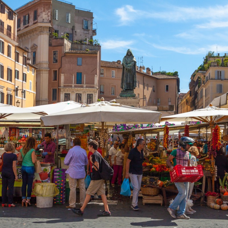 Mercato Campo de' Fiori in Rome, Italy.