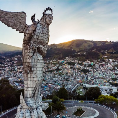 El Panecillo and the monument the winged virgin in Quito
