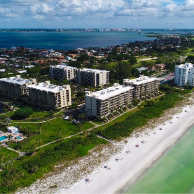 An aerial view of Longboat Key in Sarasota County, Florida.