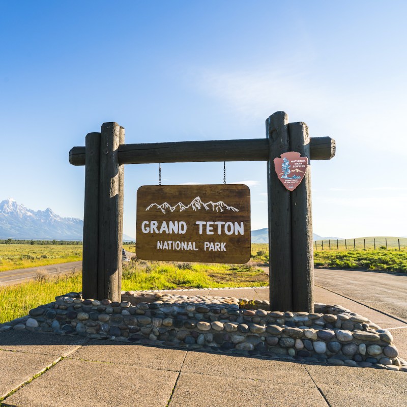 Entrance sign for Grand Teton National Park
