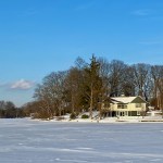 Lake House in Newton NJ with the Frozen Lake.