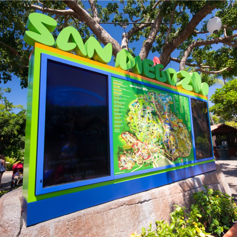 Sign and Informational visitor map seen at the San Diego Zoo.