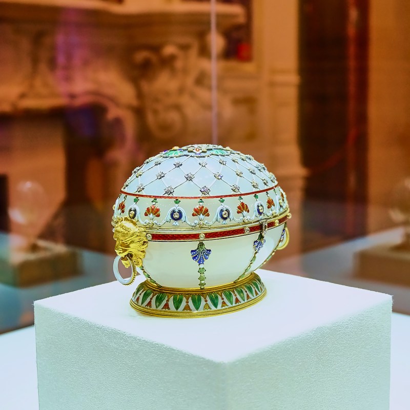 A Faberge egg at a museum