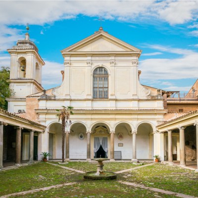 Courtyard of the Basilica of San Clemente al Laterano in Rome, Italy.