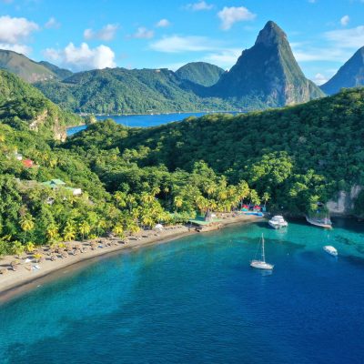 Aerial view of Jade Mountain All-Inclusive Resort in St. Lucia