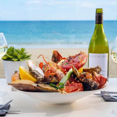 Outdoor dining at Carbis Bay