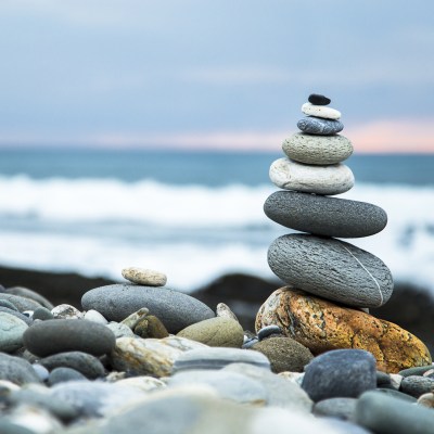 rocks balancing on the beach