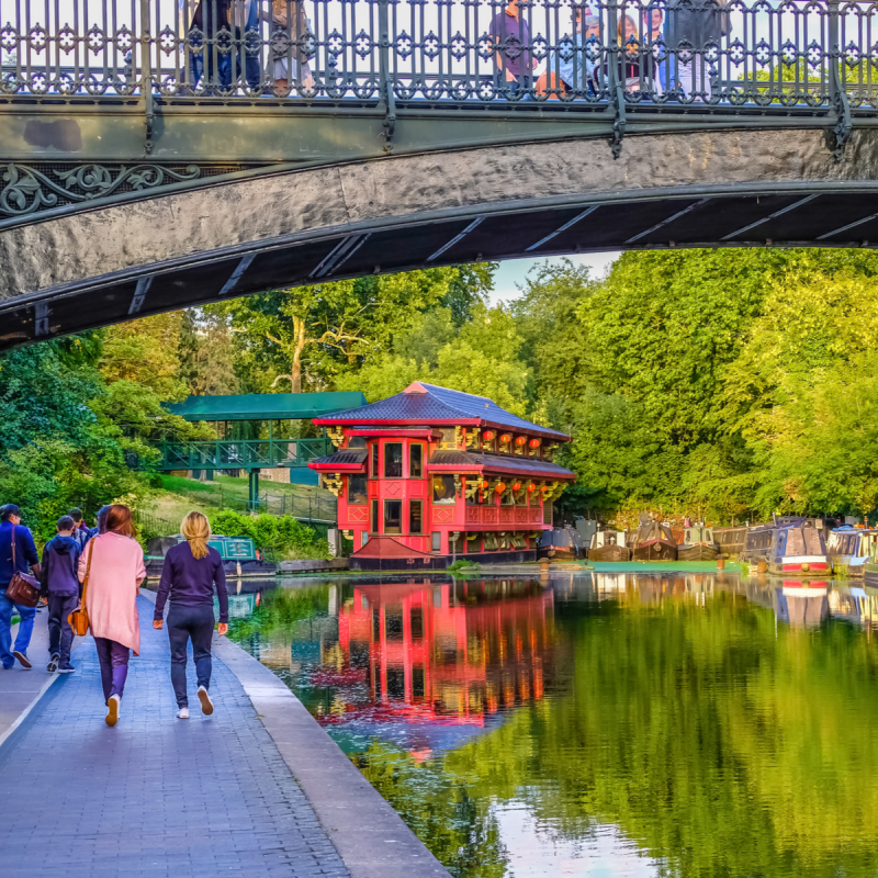 Beautiful view of Regent's Canal in London, England.