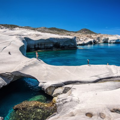 Sarakiniko Beach on the island of Milos in Greece