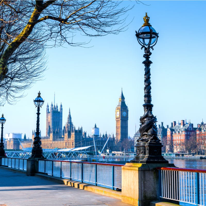 Lamp on South Bank of River Thames.