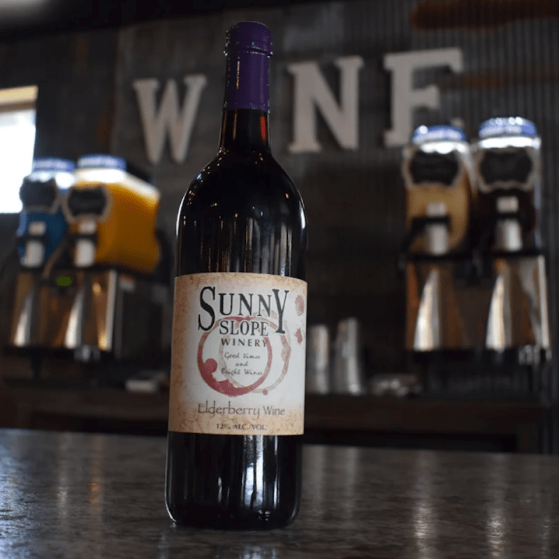 Sunny Slope Winery Elderberry Wine Bottle.